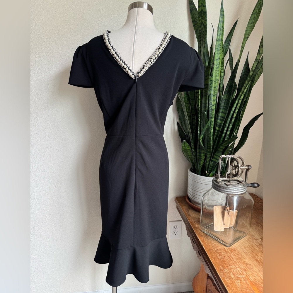 Vintage Betsey Johnson Black Pearl Trim Cocktail Dress Size 18W - Picture 2 of 8